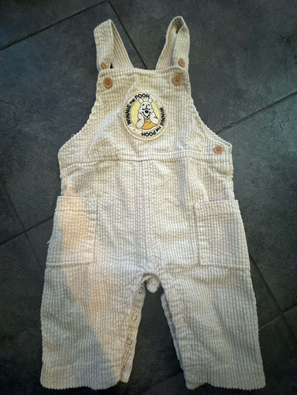 Disney Baby Winnie The Pooh Corduroy Cargo Overalls Marshmallow 12M